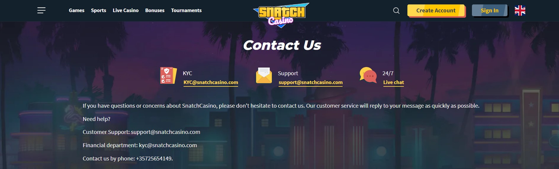 Υποστήριξη πελατών Snatch